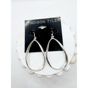 Madison Tyler New Silver Tone Teardrop Dangle Hoops Classic Minimalist